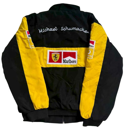 Black Yellow Ferrari Vintage Racing Jacket