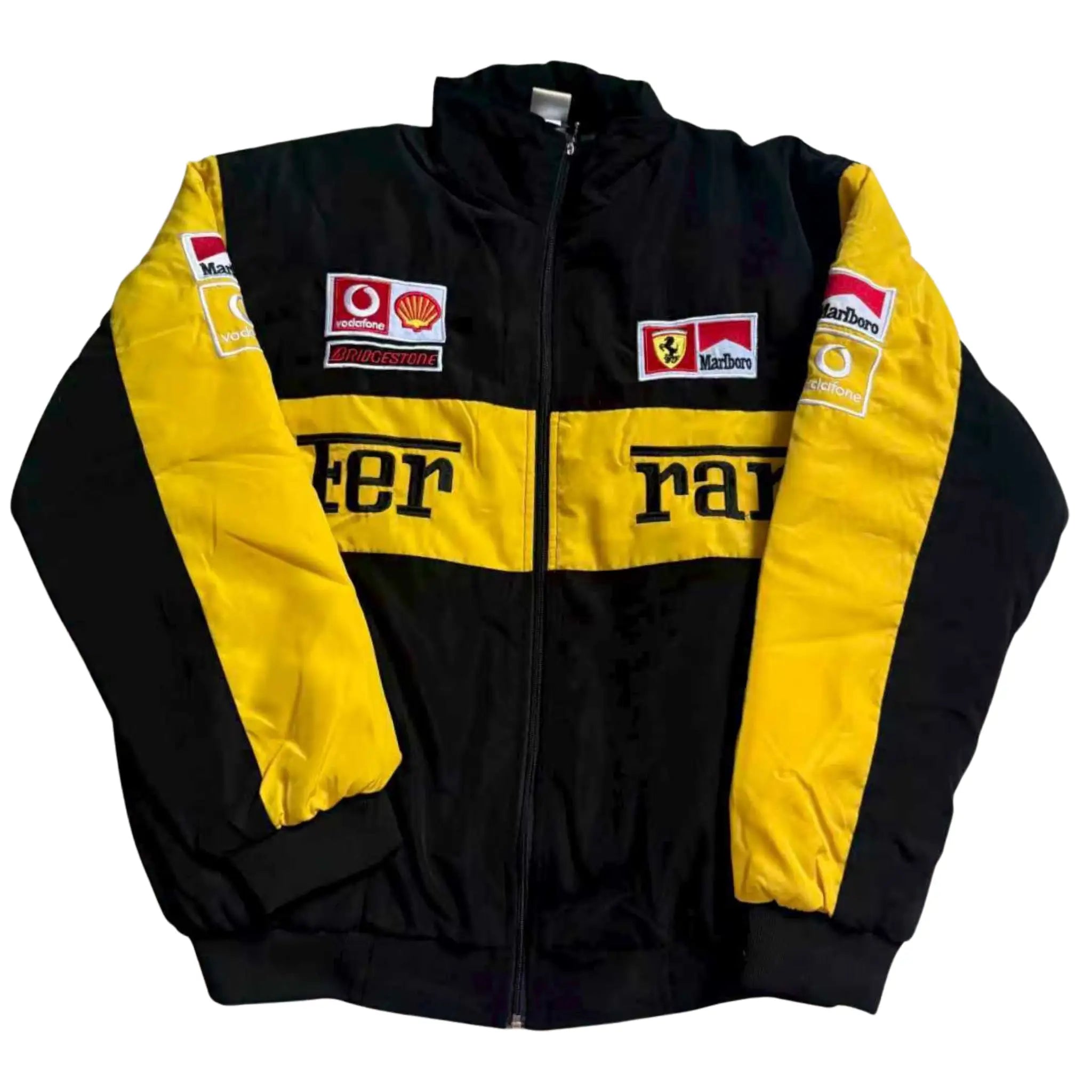 Black Yellow Ferrari Vintage Racing Jacket