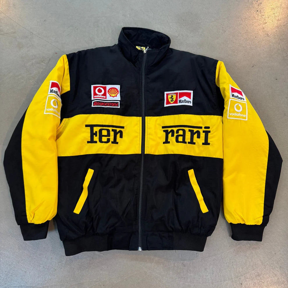 Black Yellow Ferrari Vintage Racing Jacket