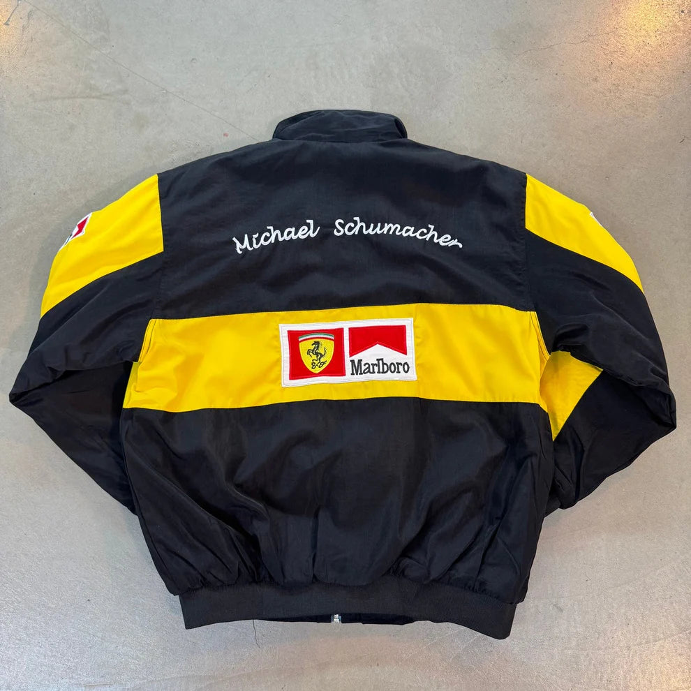 Black Yellow Ferrari Vintage Racing Jacket