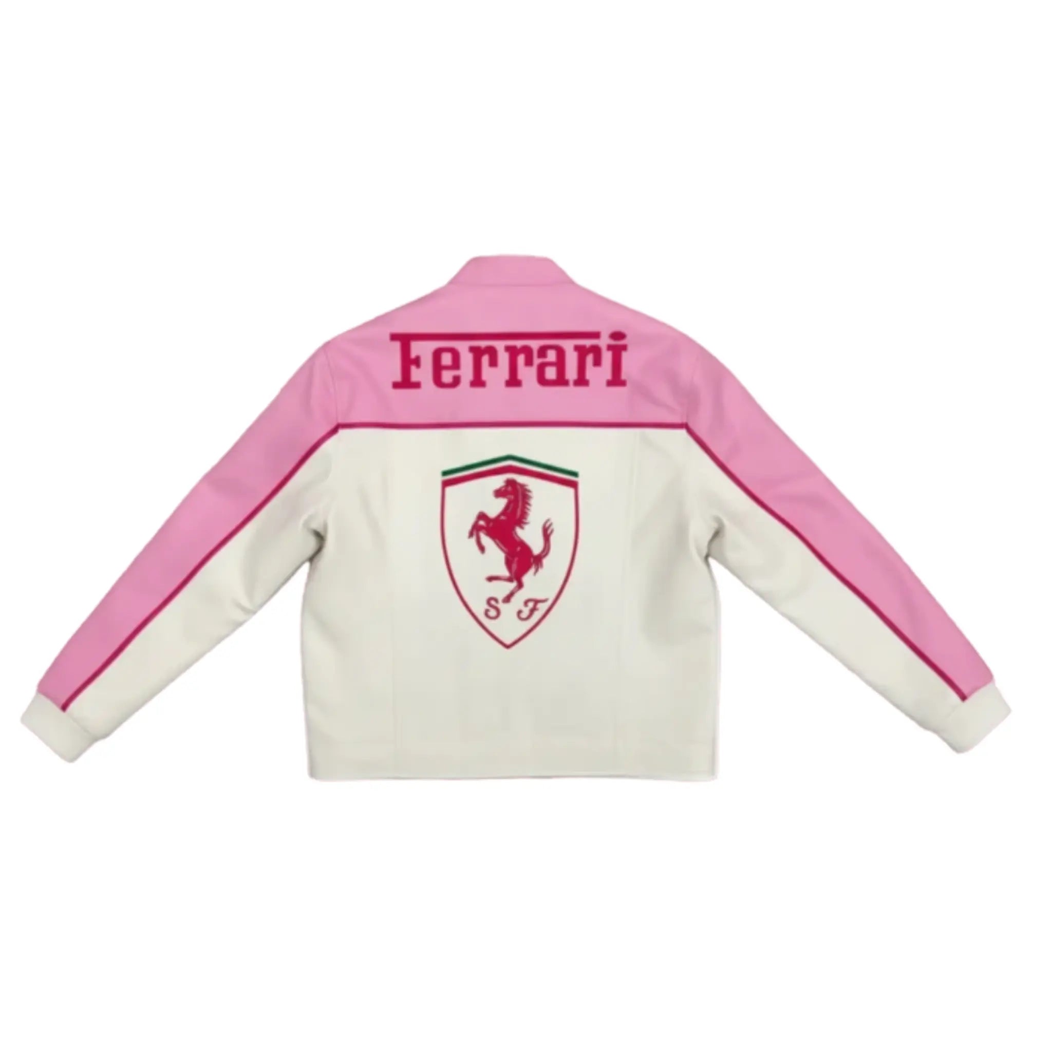 Pink Ferrari Leather Vintage Racing Jacket