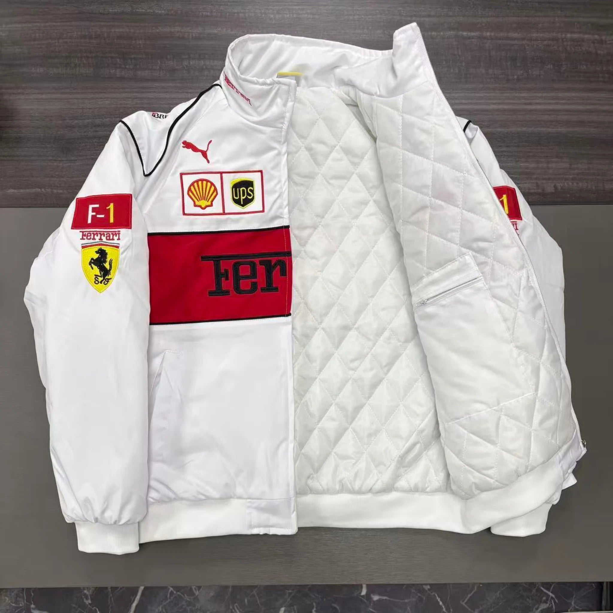 White Ferrari Vintage Racing Jacket